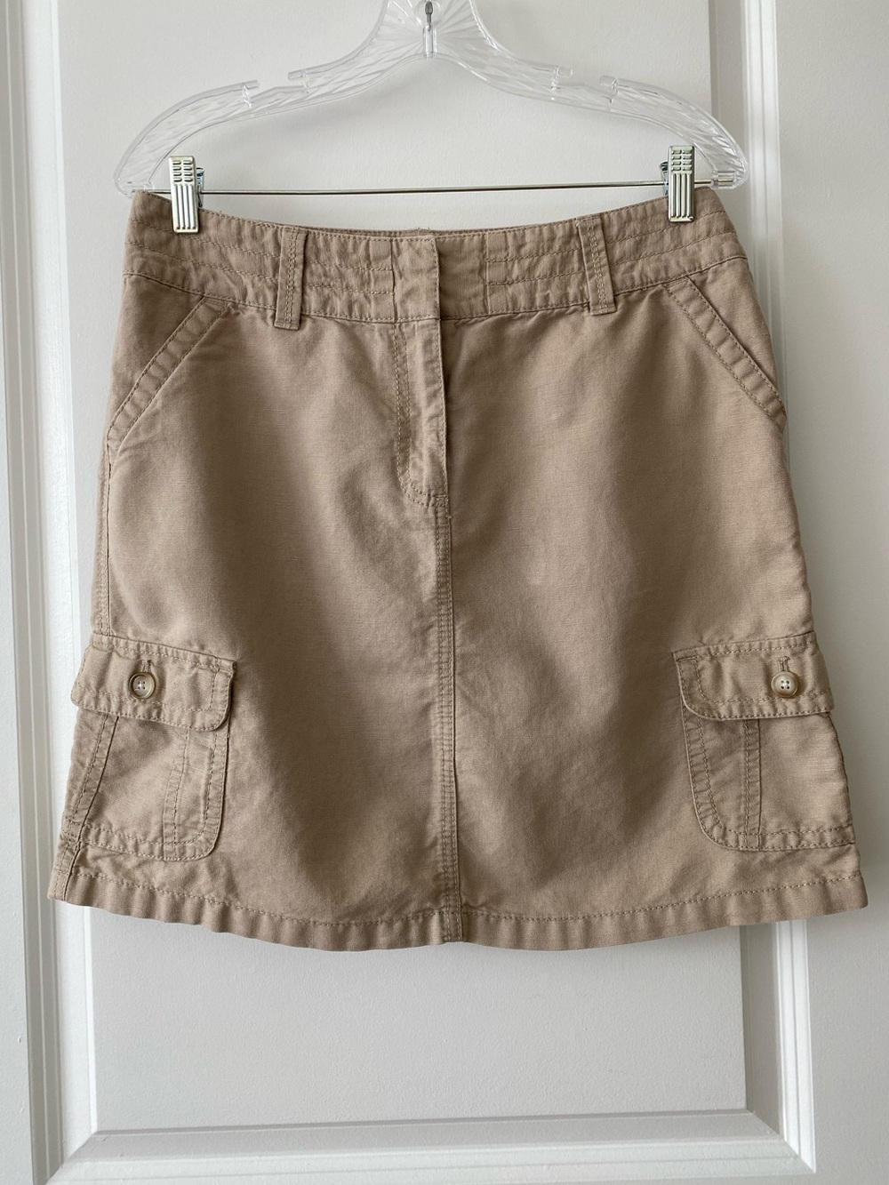 Ann Taylor Beige (khaki) linen/cotton cargo skirt Sz 8